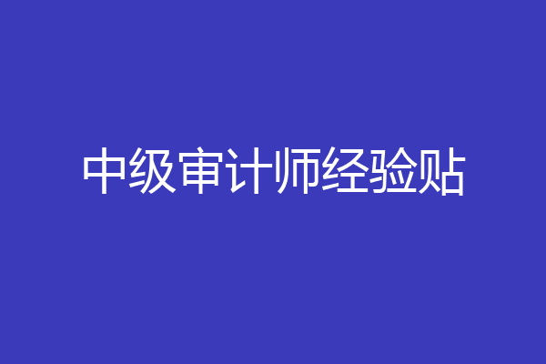 中级审计师经验贴