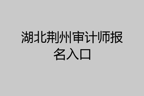湖北荆州审计师报名入口
