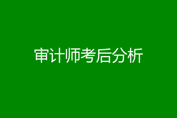 审计师考后分析