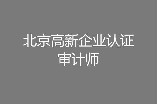 北京高新企业认证审计师