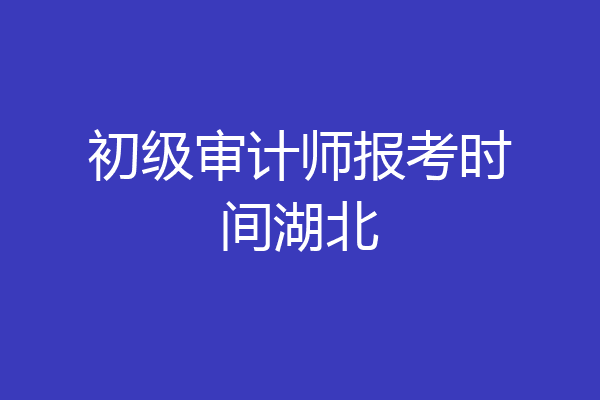 初级审计师报考时间湖北