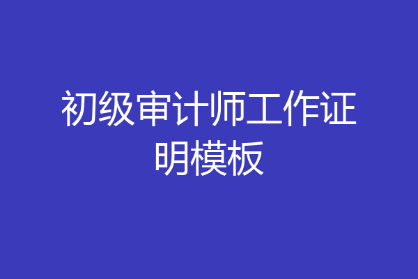 初级审计师工作证明模板