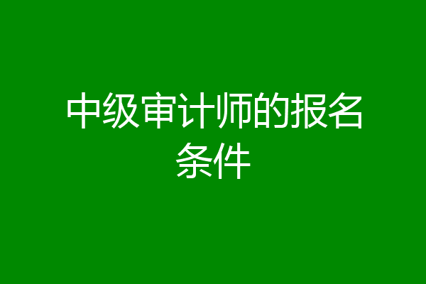 中级审计师的报名条件