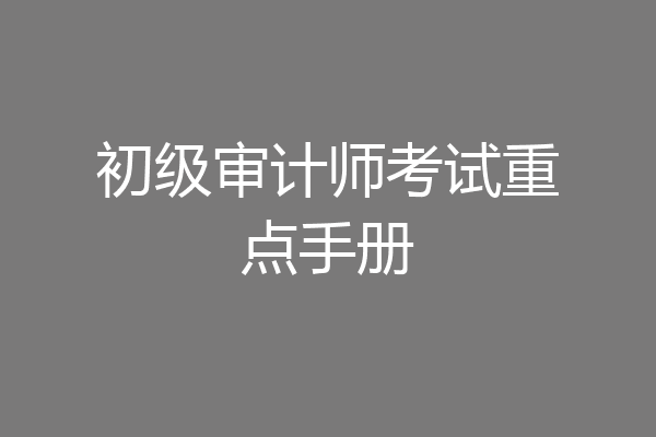 初级审计师考试重点手册