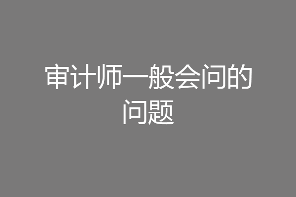 审计师一般会问的问题
