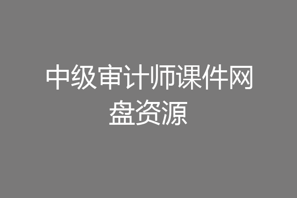中级审计师课件网盘资源