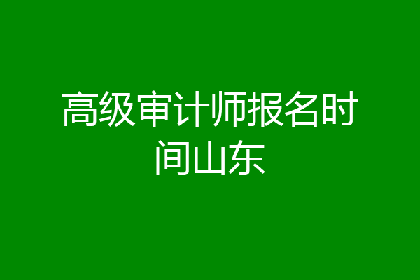 高级审计师报名时间山东
