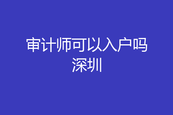 审计师可以入户吗深圳