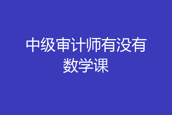 中级审计师有没有数学课