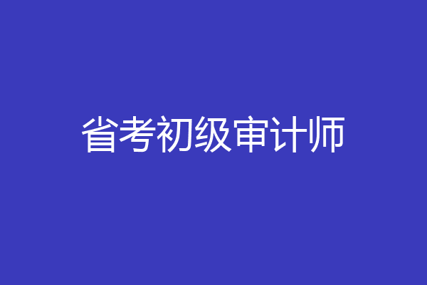 省考初级审计师