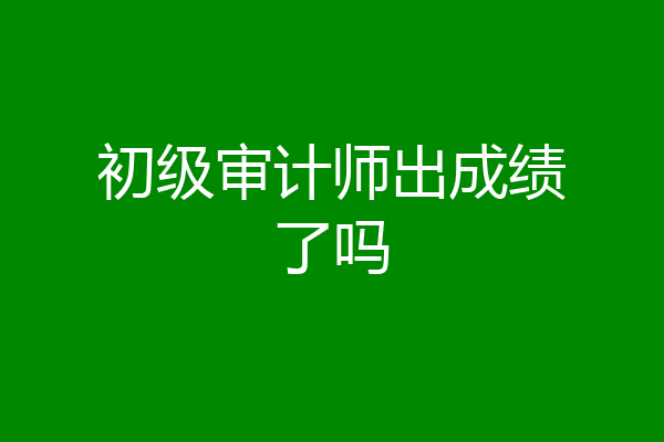 初级审计师出成绩了吗