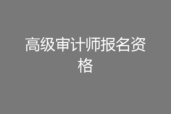 高级审计师报名资格