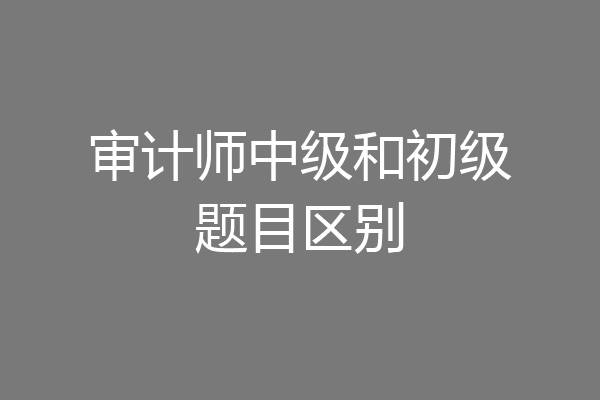 审计师中级和初级题目区别