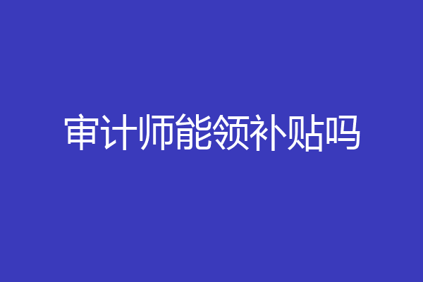 审计师能领补贴吗