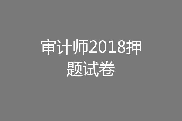 审计师2018押题试卷