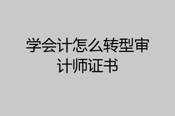 学会计怎么转型审计师证书