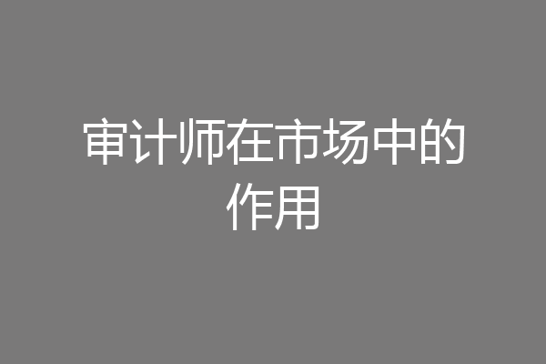 审计师在市场中的作用