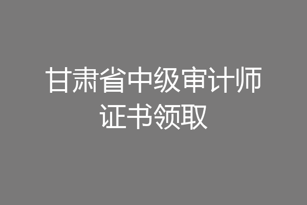 甘肃省中级审计师证书领取