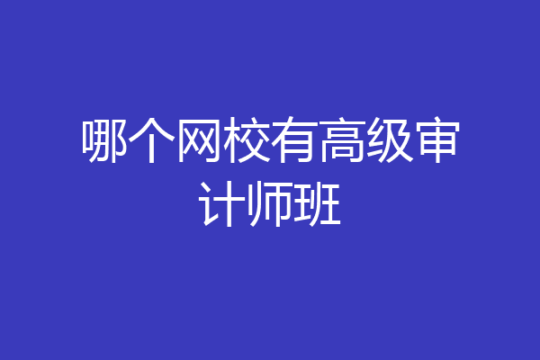 哪个网校有高级审计师班