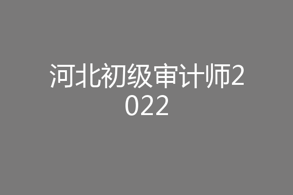 河北初级审计师2022