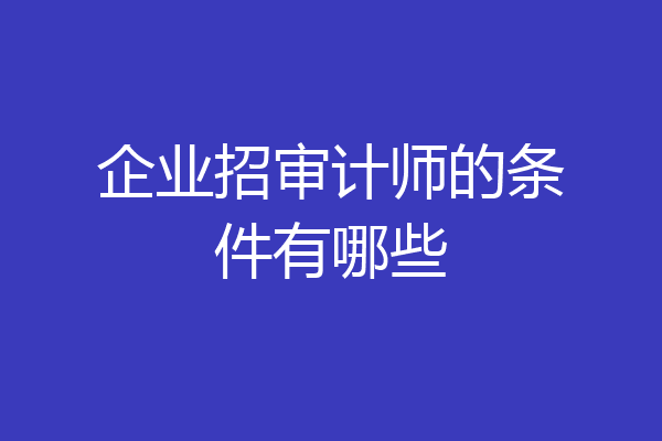 企业招审计师的条件有哪些