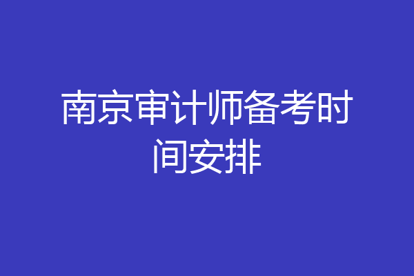 南京审计师备考时间安排