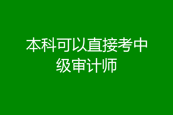 本科可以直接考中级审计师