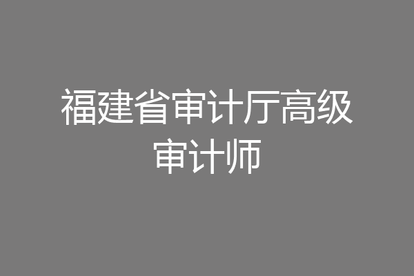 福建省审计厅高级审计师