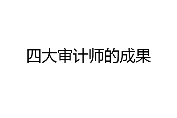 四大审计师的成果