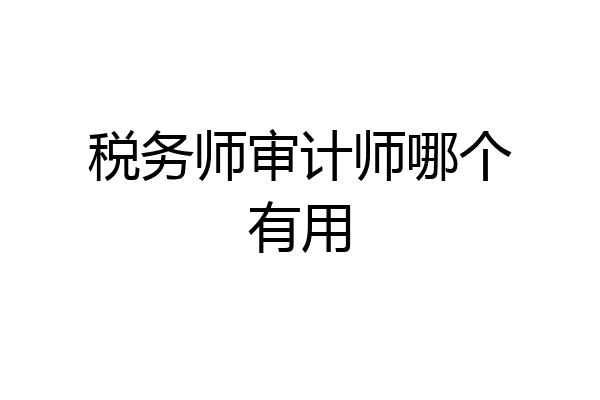 税务师审计师哪个有用
