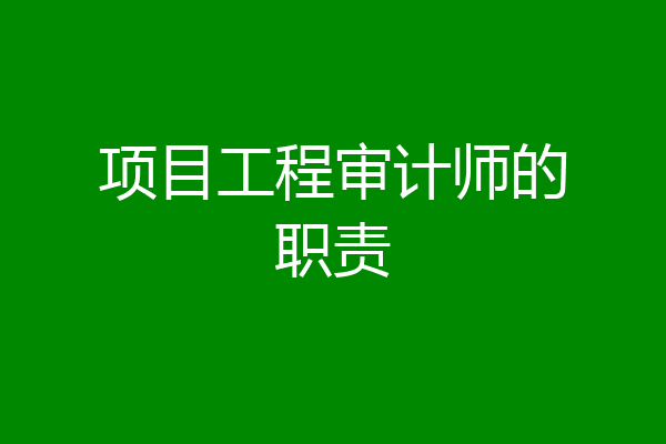 项目工程审计师的职责