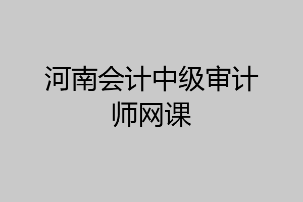 河南会计中级审计师网课
