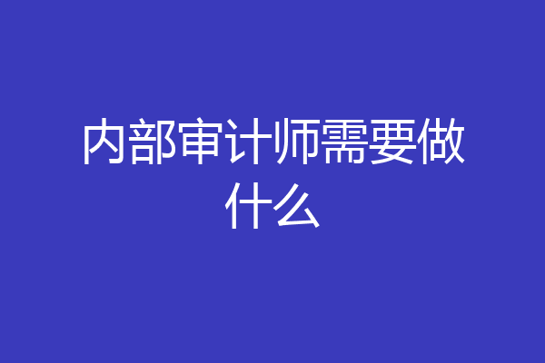 内部审计师需要做什么
