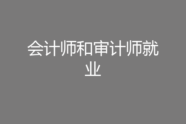 会计师和审计师就业