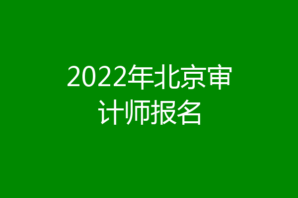 2022年北京审计师报名