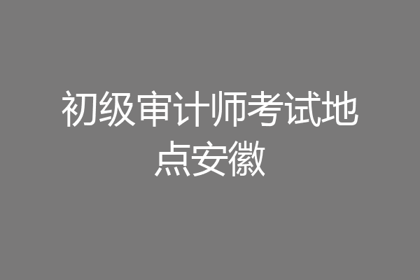 初级审计师考试地点安徽