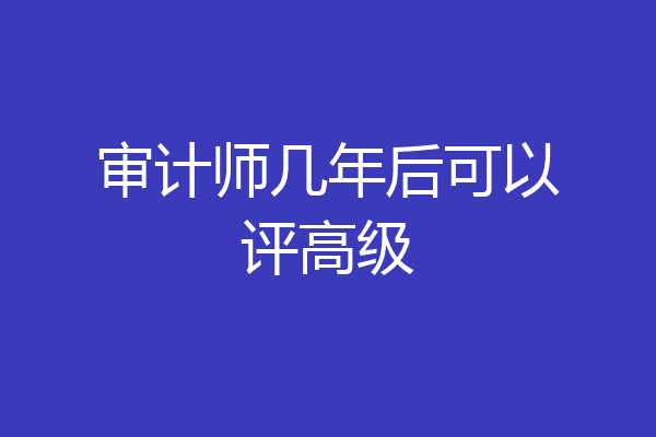 审计师几年后可以评高级