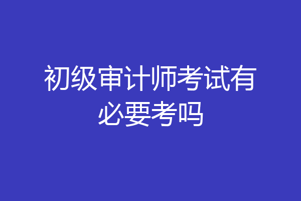 初级审计师考试有必要考吗