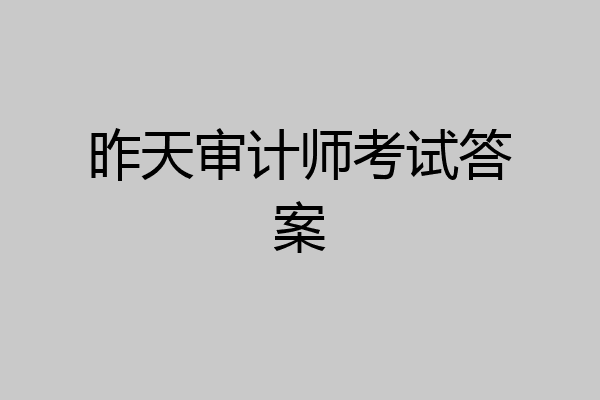 昨天审计师考试答案