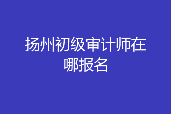 扬州初级审计师在哪报名