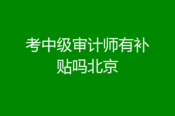 考中级审计师有补贴吗北京