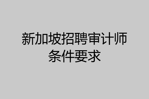 新加坡招聘审计师条件要求