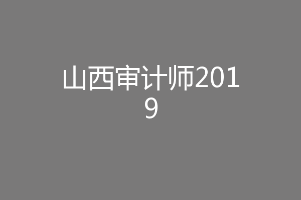 山西审计师2019