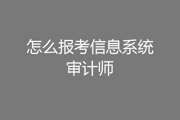 怎么报考信息系统审计师