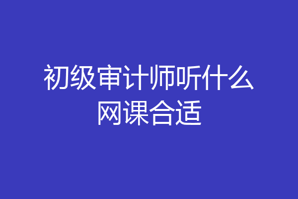 初级审计师听什么网课合适