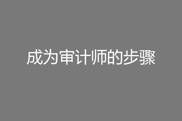 成为审计师的步骤