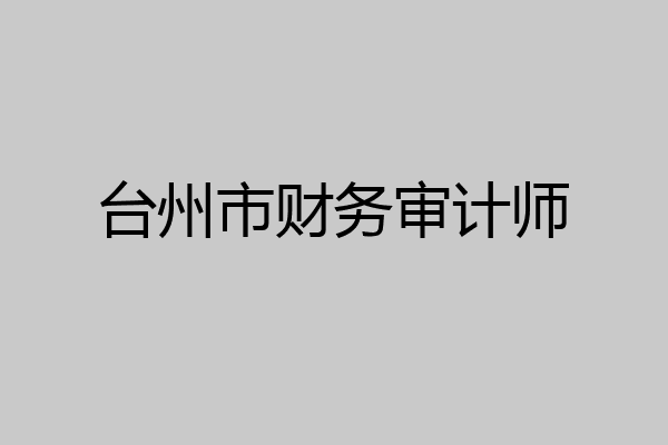 台州市财务审计师