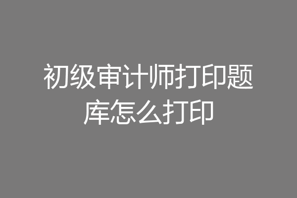 初级审计师打印题库怎么打印