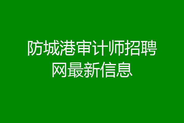 防城港审计师招聘网最新信息