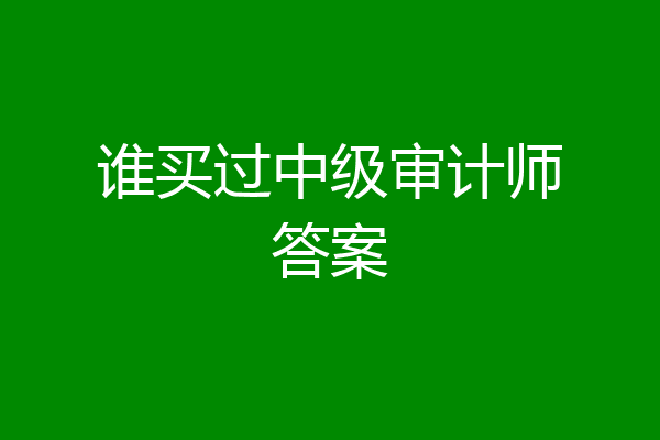 谁买过中级审计师答案